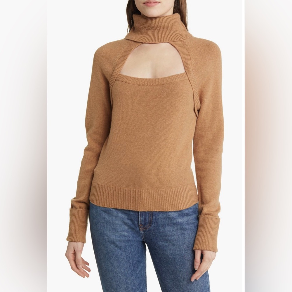 PAIGE NWT Cherise Knit Cut Out Turtleneck Sweater, Size S - Picture 2 of 14